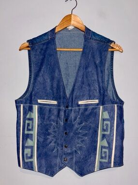 Vintage 1990s Shooter Denim Ranchwear Western Vest xl